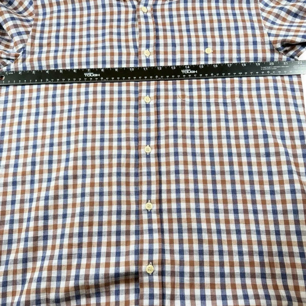 Onward Reserve Reserve Label‎ Blue Brown Gingham Cotton Button Down Shirt Mens L